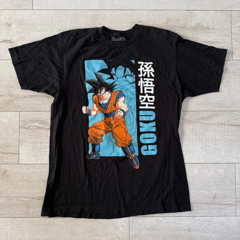 Dragon Ball Z Goku Kanji Graphic T-Shirt Mens L Black Toei Animation Anime